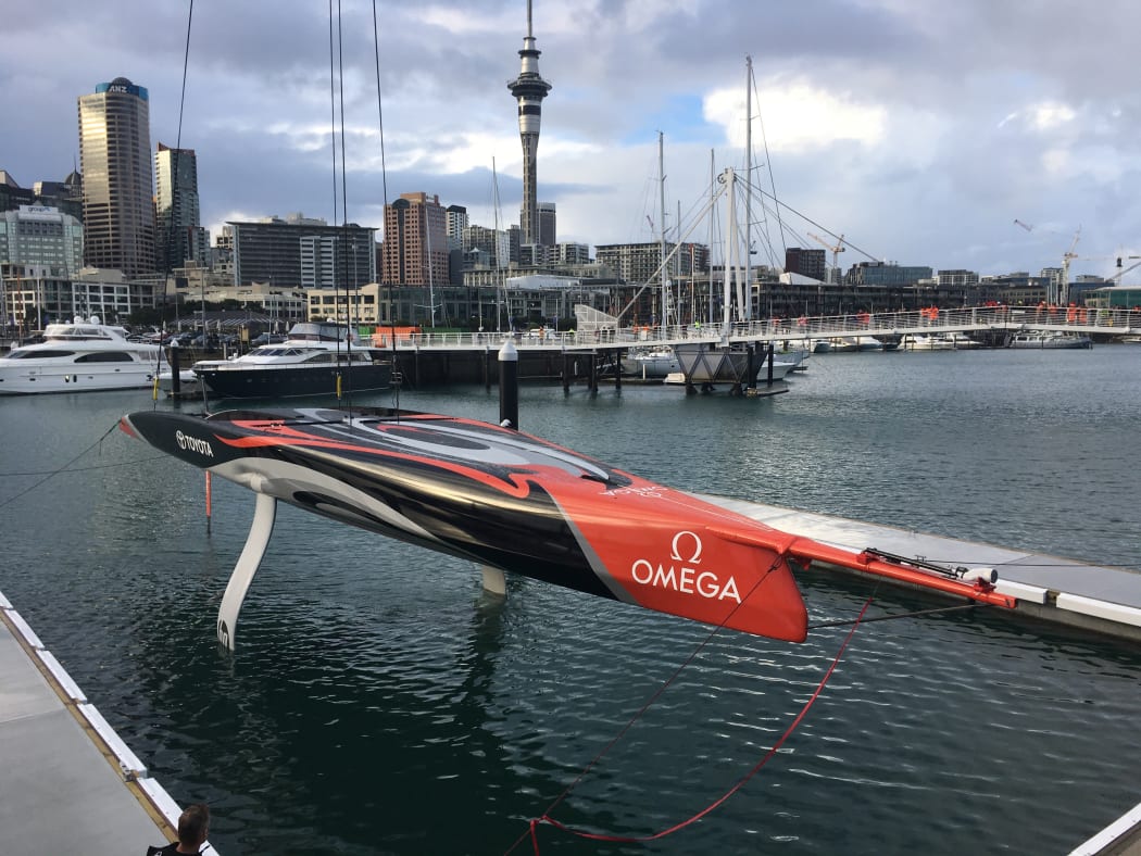 Team New Zealand's A-C 75, a full-size 75-foot foiling monohull, revealed on 6 September.