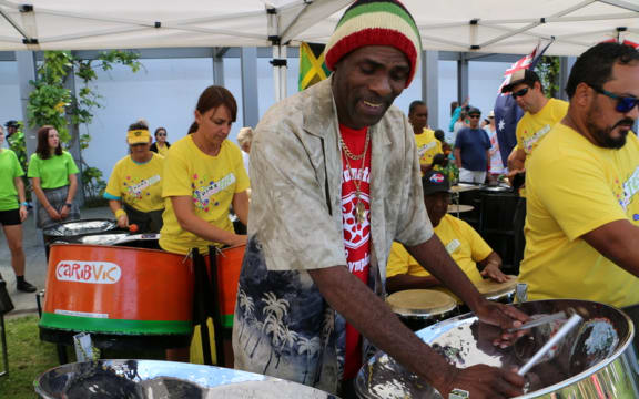 From Trinidad, Lennox Jordan performing on pans he has made.