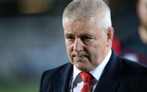 British and Lions coach Warren Gatland looks on during the match against the Auckland Blues.
