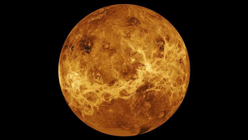 The planet Venus in a composite of data from NASA's Magellan spacecraft and Pioneer Venus Orbiter.
