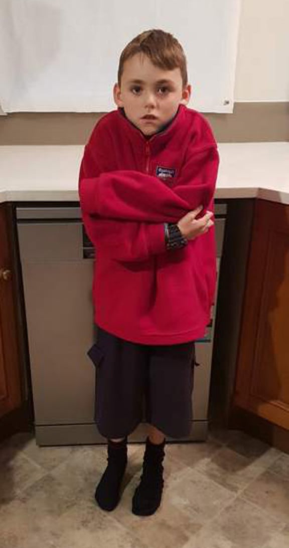 Jaime Travis' seven-year-old son Levi has to go to Owairoa Primary School wearing shorts during winter.