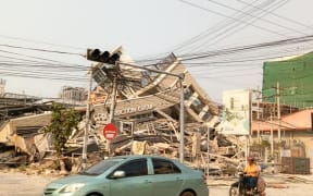 Damaged buildings in Mandalay, Myanmar, soon after a major earthquake that struck Myanmar on 28 March, 2025.