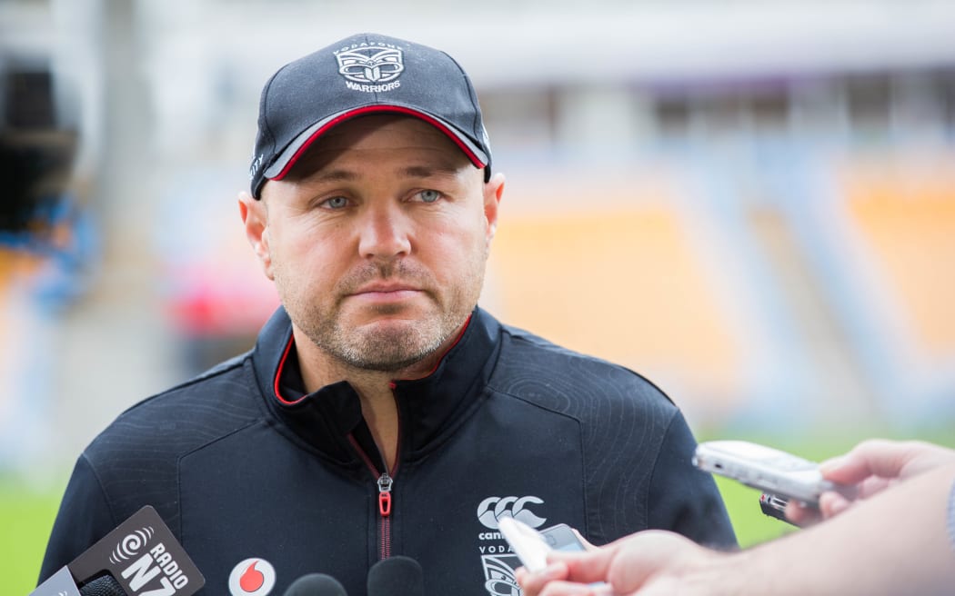 Warriors coach Andrew McFadden speaking to media at Mount Smart Staduim, 11 May 2016.
