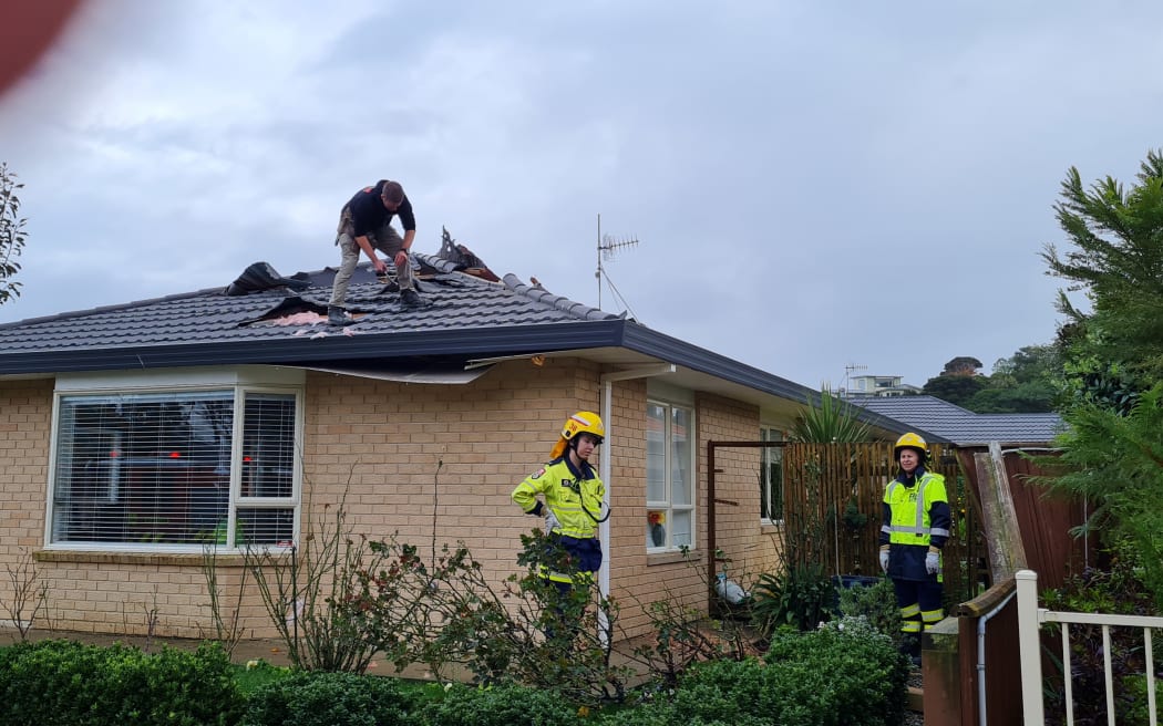 Tornado damage to Roger and Mavis Smith's property at Waikanae