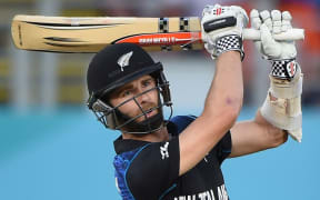 Kane Williamson in action with the match-winning six against Australia at Eden Park