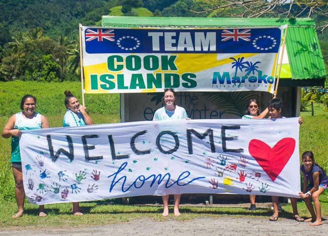 Members of the Cook Islands Olympic team are welcomed home to Rarotonga.
