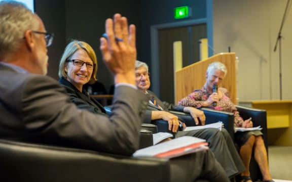Prof Tony Blakely, Dr Jacqueline Rowarth, Prof Jim Mann and Kim Hill