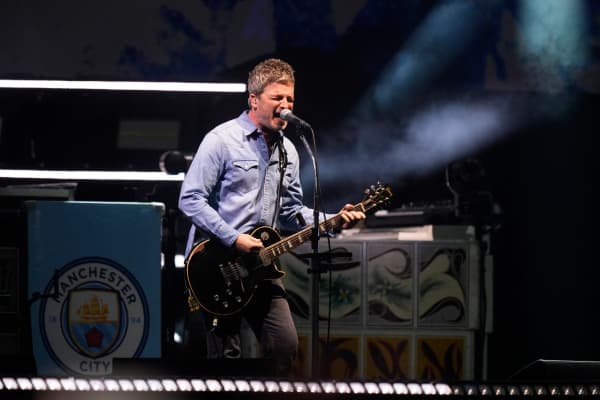 Noel Gallagher on stage at the Principality Stadium in Cardiff.