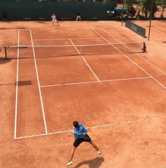 Tahiti's Heve Kelley competing for Pacific Oceania in the Davis Cup tie in Iran.