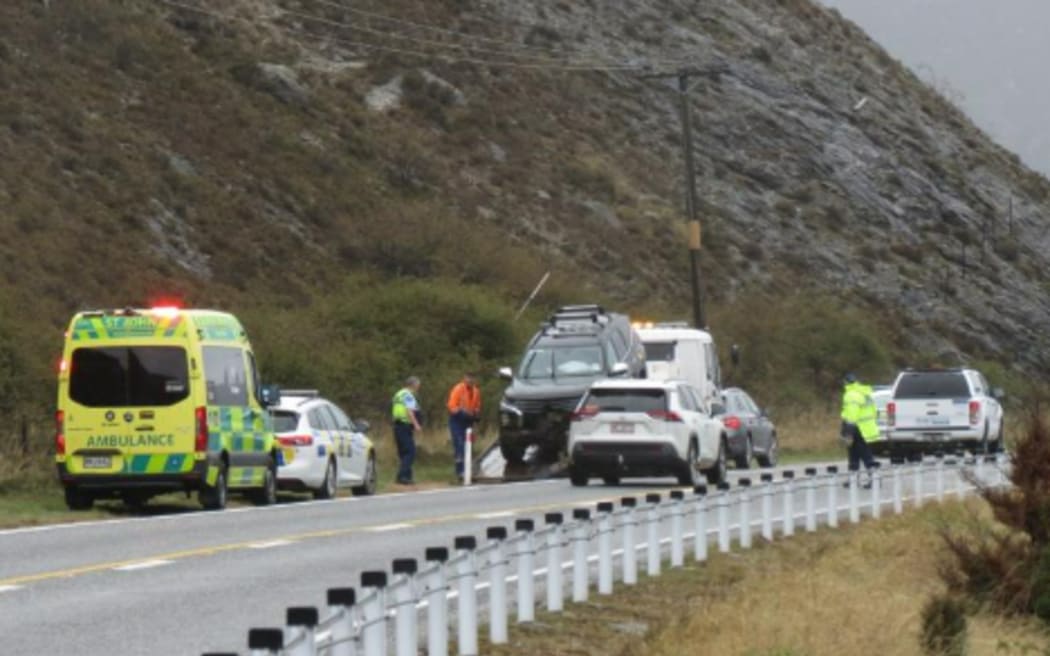Rocks loosened by the rain fell in the Cromwell-Clyde Gorge on Friday 4 October, 2024, badly damaging a car, though the three occupants were unhurt.