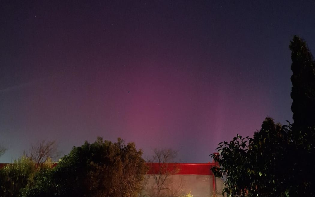 The aurora over Eastgate mall, Christchurch on 11 May, 2024.