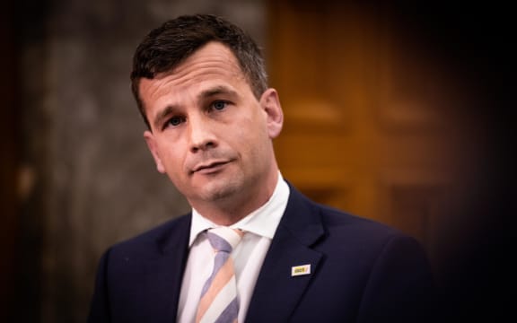 ACT's David Seymour speaks to the media