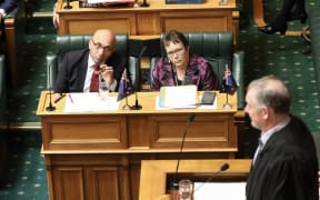 New Zealand First MPs Ron Mark and Tracey Martin listen to a ruling the Speaker