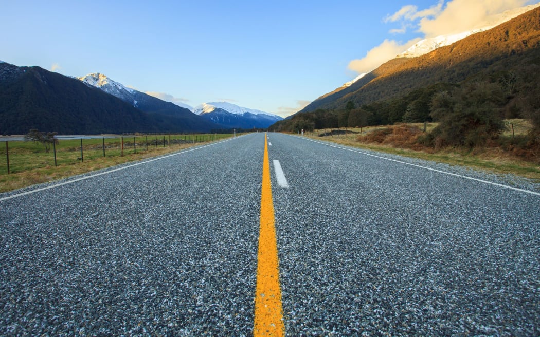 Asphalt highway in the South Island.