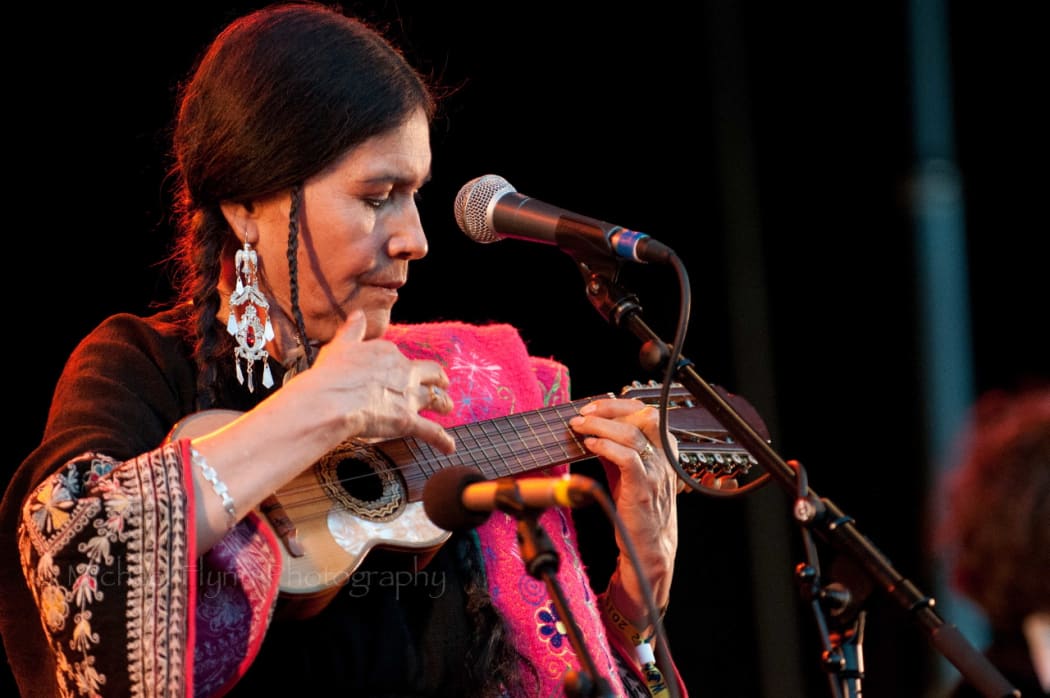 Luzmila Carpio on stage at WOMAD Taranaki 2015.
