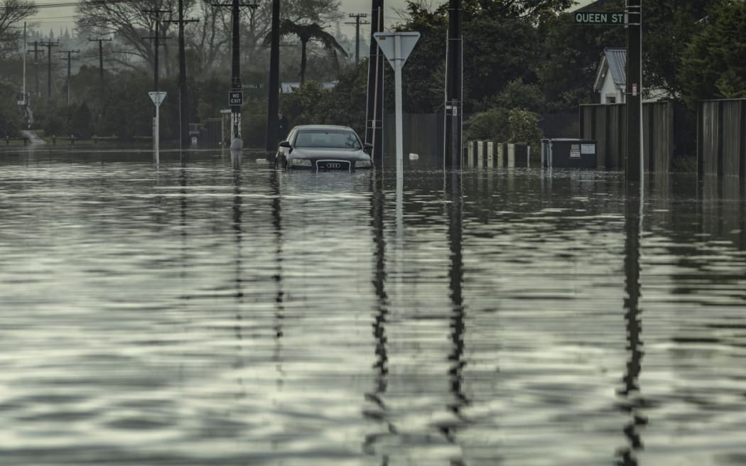 A flooded street in Westport during the July 2021 flood.