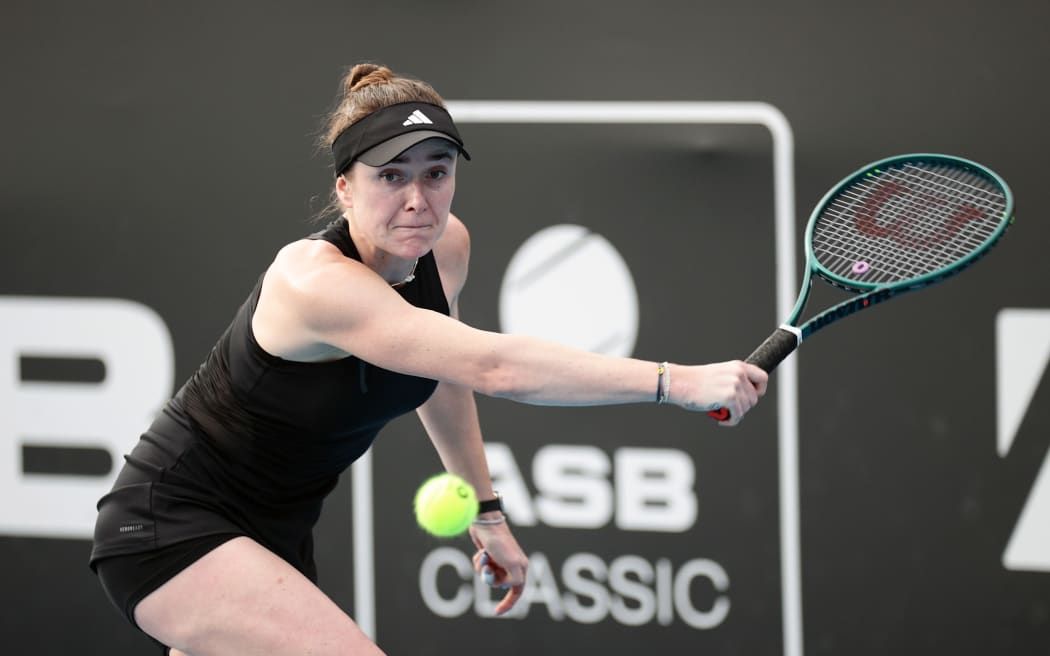 Elina Svitolina of Ukraine plays a shot at the ASB Classic.