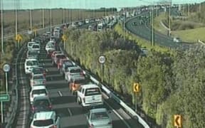 Traffic on Auckland's Northern Motorway this morning.