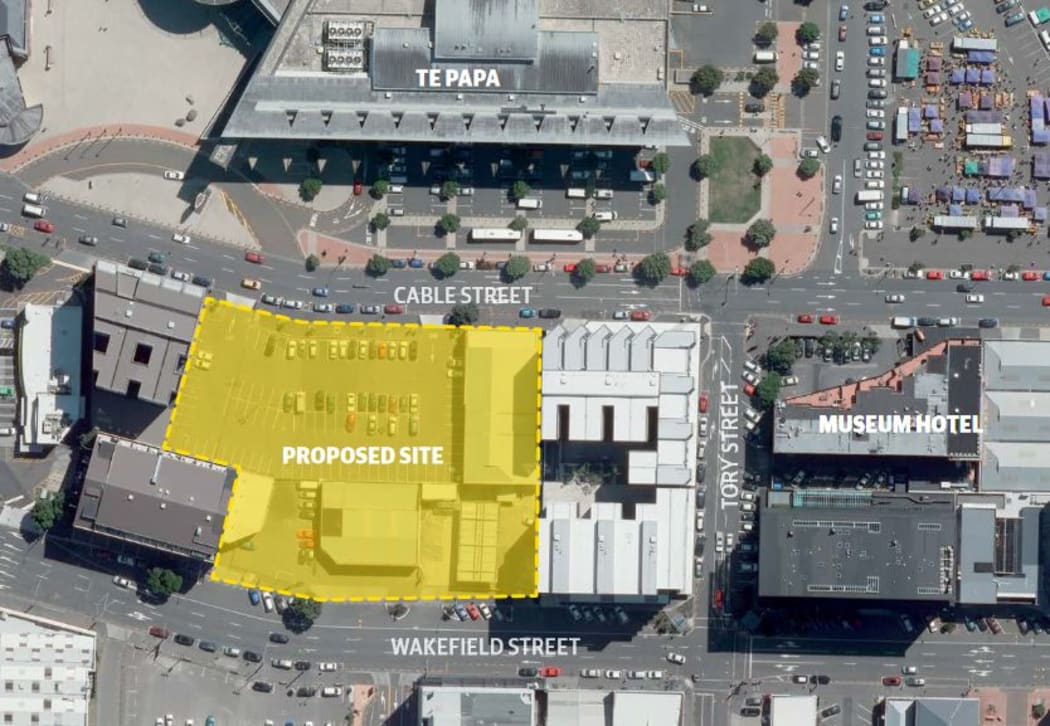 The proposed site of the new convention centre and film museum in Wellington.
