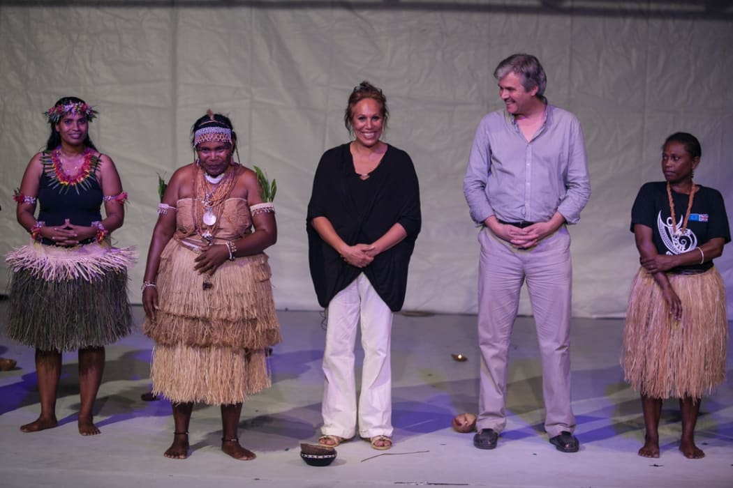 Members of the Stages of Change group, with artist director Nina Nawalowalo