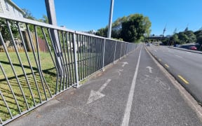 Scene of crash leading to scooter rider's death - on Ian McKinnon Drive in Eden Terrace
