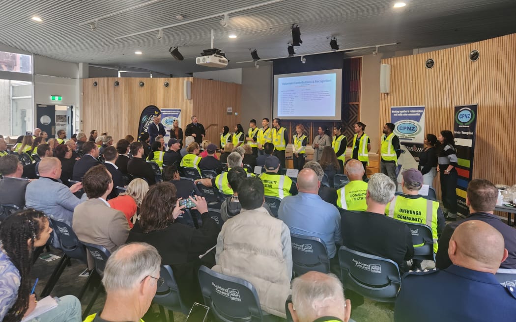 The opening ceremony of the Community Patrols New Zealand base on High Street in central Auckland.