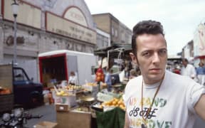 Joe Strummer from the Clash on London's Portobello Rd