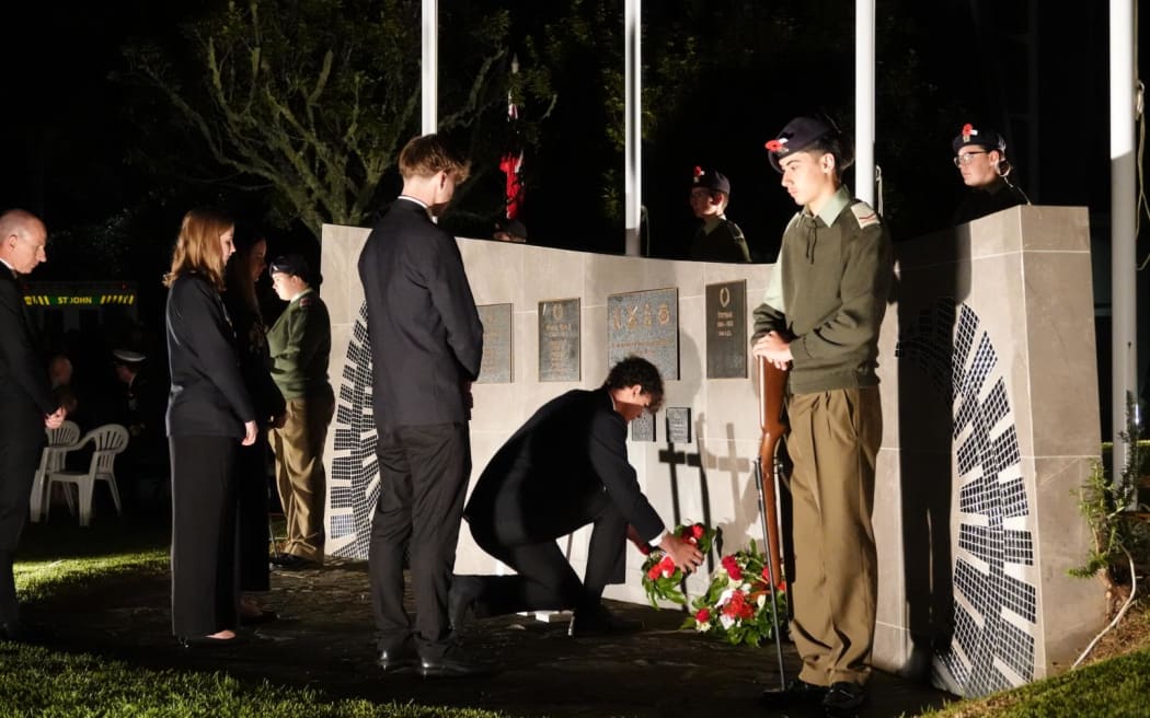 Laying of wreaths, Kerikeri dawn service 2024