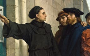Luther posting his 95 theses in 1517. Painting by Ferdinand Pauwels (1830-1904)