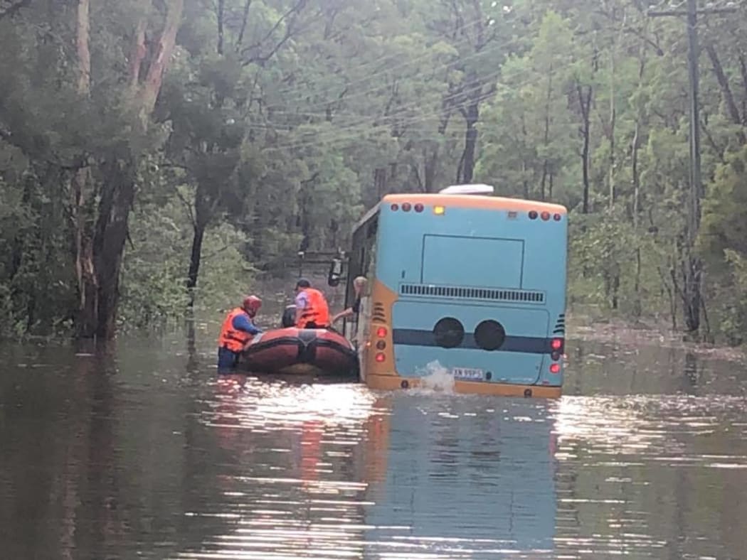 A bus driver and six children had to be rescued from floodwaters in Maraylya.