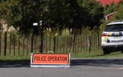 Police at the helicopter crash in Paekākāriki Hill