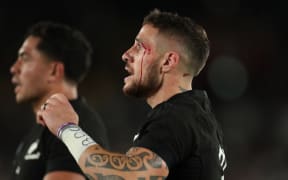 New Zealand's TJ Perenara reacts during the second half of the Semi-Finals in the 2019 Rugby World Cup Japan against England at International Stadium Yokohama in Yokohama, Kanagawa Prefecture on Oct. 26, 2019.