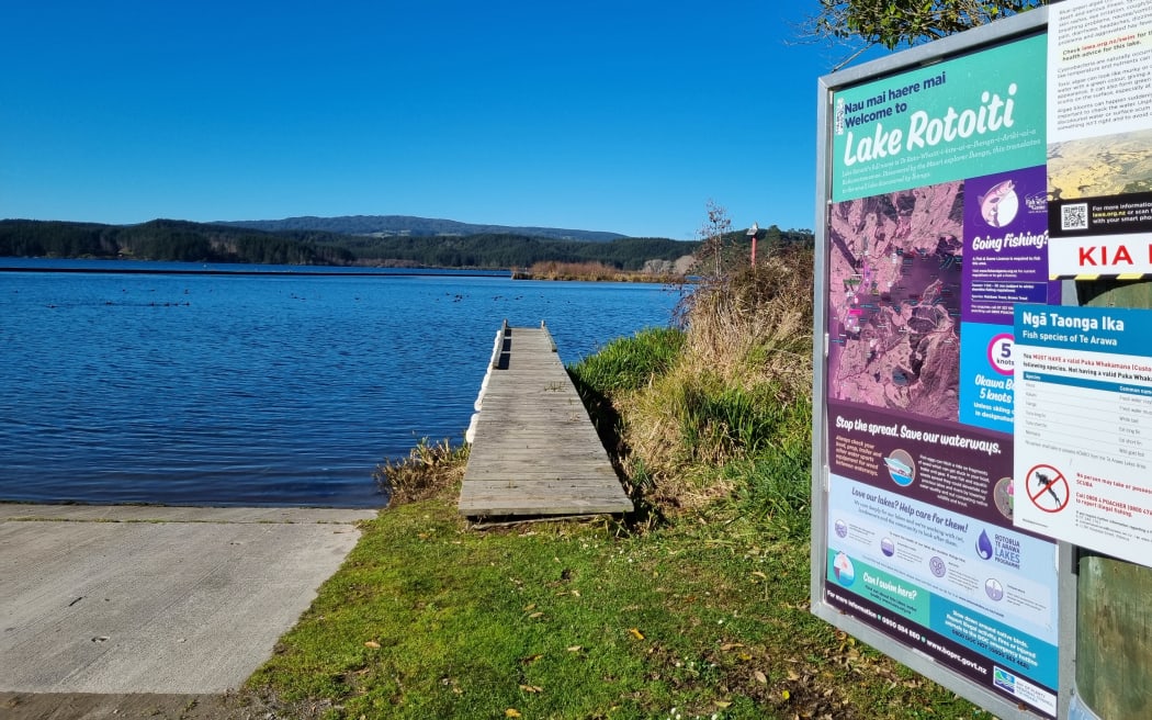 Lake Rotoiti, which is connected to Lake Rotorua by a small channel.