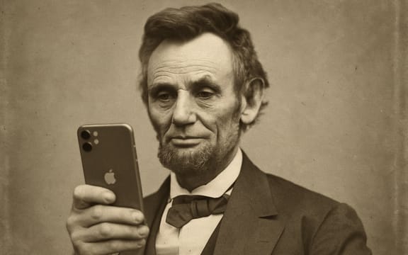 Abraham Lincoln didn't own an iPhone, but this Chat GPT-generated image tells us otherwise.