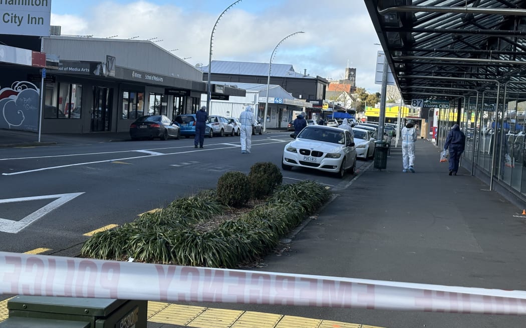 The scene in Hamilton after fatal stabbing