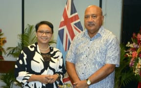 The Foreign Ministers of Indonesia and Fiji, Retno Marsudi and Ratu Inoke Kubuabola
