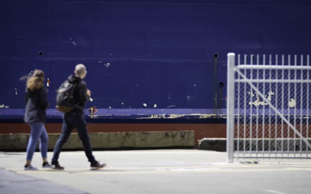 A Bluebridge Cook Strait Ferry has a small hole in its hull after it hit a wharf in Wellington on 8 November, 2023.
