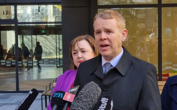 Prime Minister Chris Hipkins with Housing Minster Megan Woods at the opening of the Te Mātāwai housing development in Auckland central on 3 August, 2023.