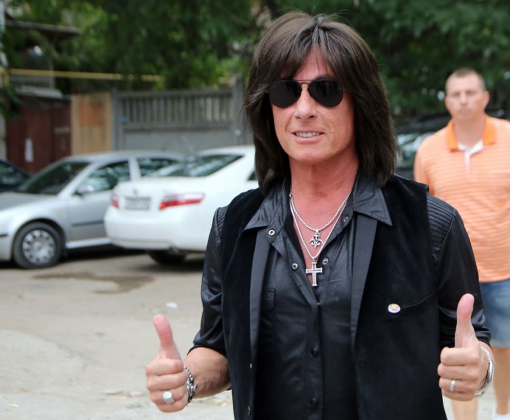 US rock musician Joe Lynn Turner gives a news conference at the Rossiya Segodnya International Media Press Center in Simferopol in 2015.
