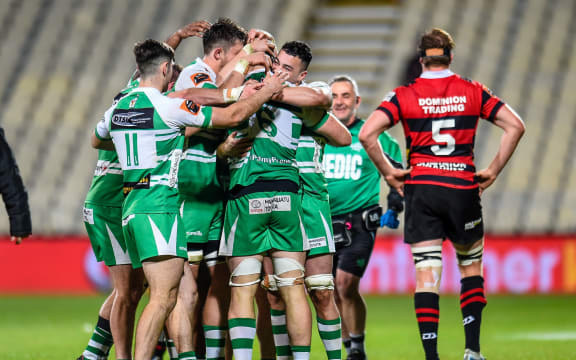 Manawatu players celebrates the win over Canterbury.