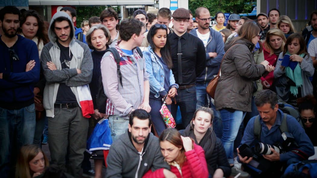 Vigil at Aotea Square following the Paris attacks.