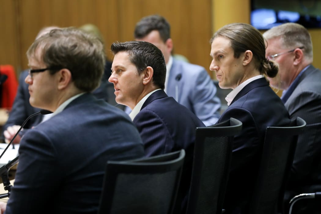 A row of NZ Fish & Game Council representatives submit on the Arms Legislation Bill