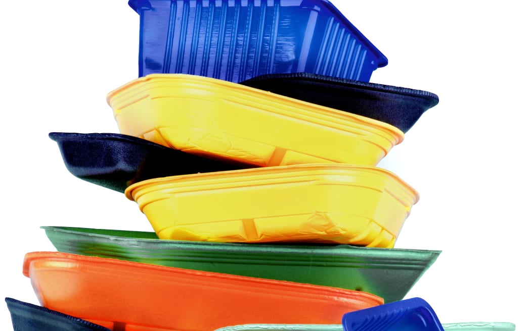 Empty plastic recycled trays.