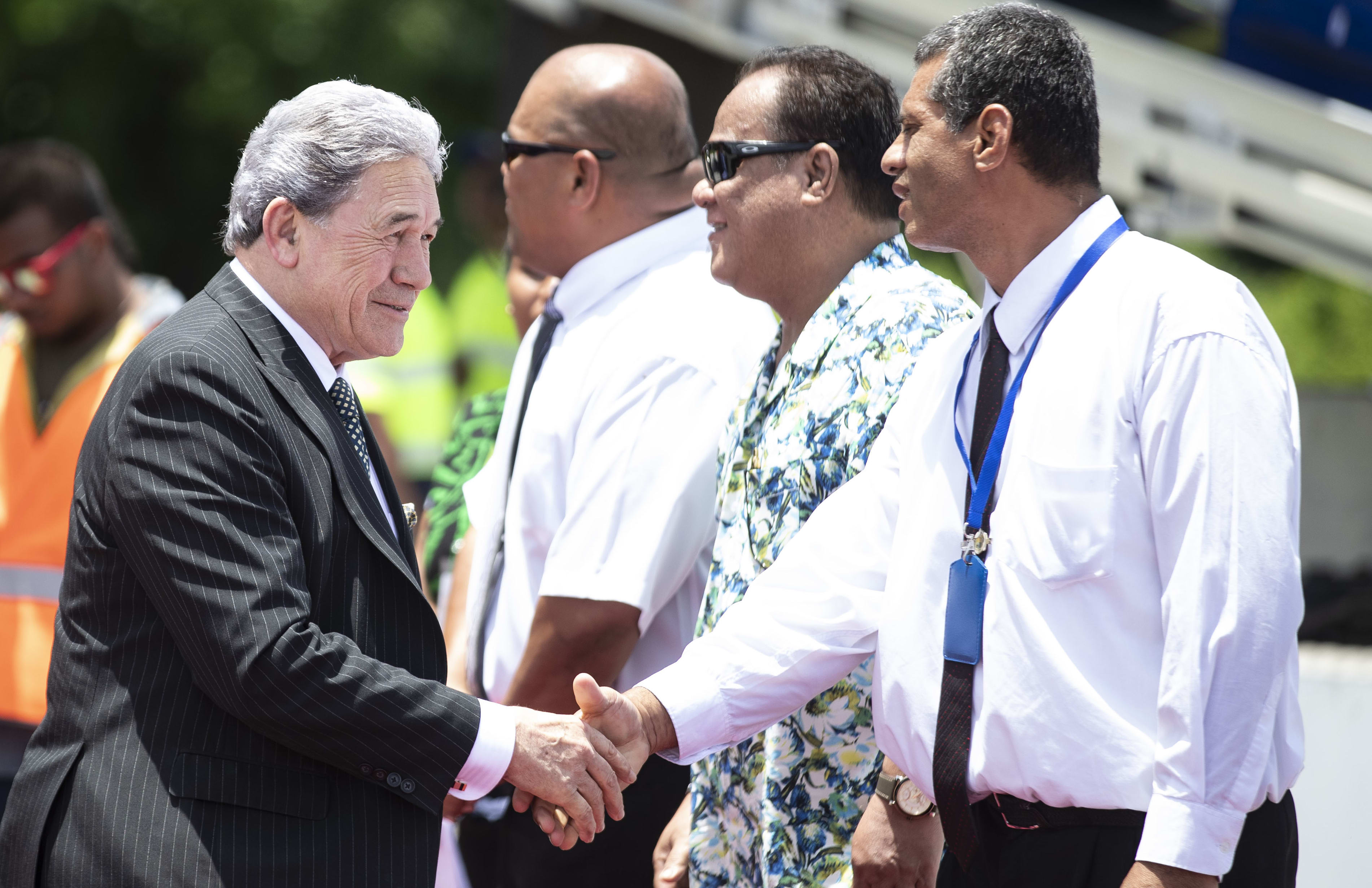 Deputy Prime Minister Winston Peters arrives at Nauru Airport on a RNZAF jet for the Pacific Islands Forum.