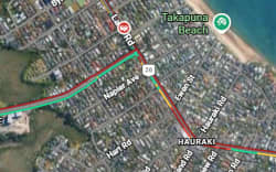 Traffic on Takapuna’s Lake Rd on Friday morning.