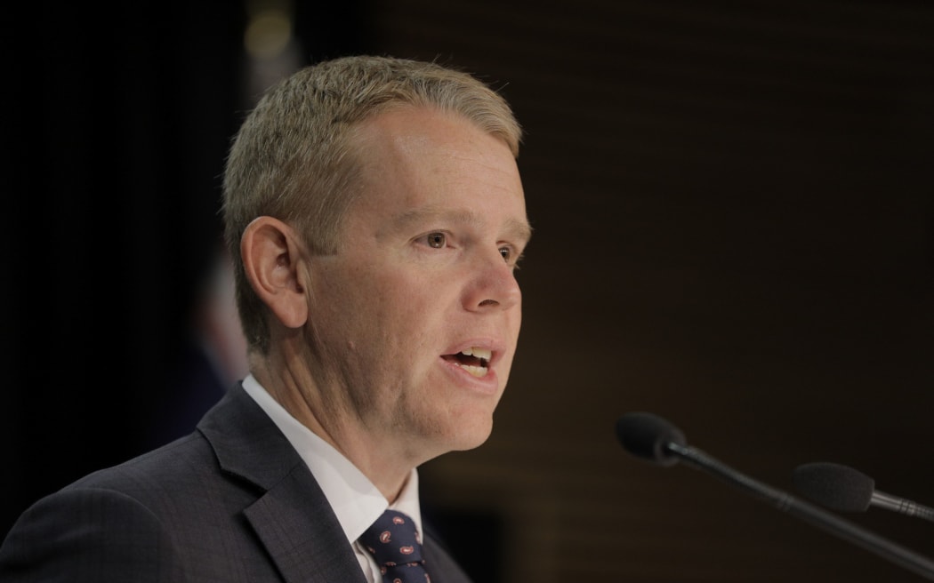 Prime Minister Chris Hipkins speaks to the media