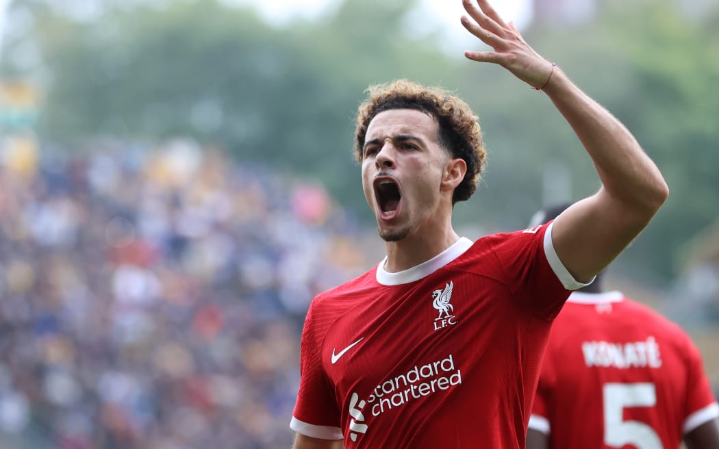 Curtis Jones of Liverpool celebrates
