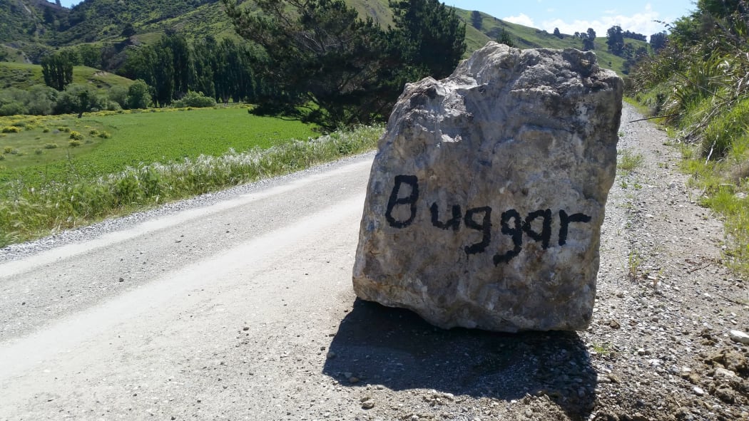 Someone made their feelings clear at a rockfall on Marlborough road.