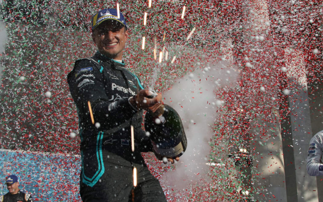 # 20, Mitch EVANS, NZL, Panasonic Jaguar Racing , Jaguar, I-Type III, race winner , PODIUM - 
ROME, ITALY, 13. April 2019, Formula E, ROME, ROMA, ROM, Formula Electric, the Formula Electric Race in the streets of Rome -  fee liable image - Photo Credit: © ATP / Arthur THILL