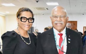 Lynda Tabuya, left, and Sitiveni Rabuka. 4 February 2023